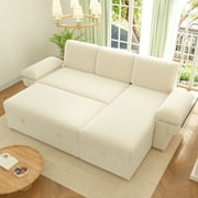 VANACC 91 Sectional Sofa with Storage and 3 Seat,Reversible Pull Out Couch for Living Room,Beige