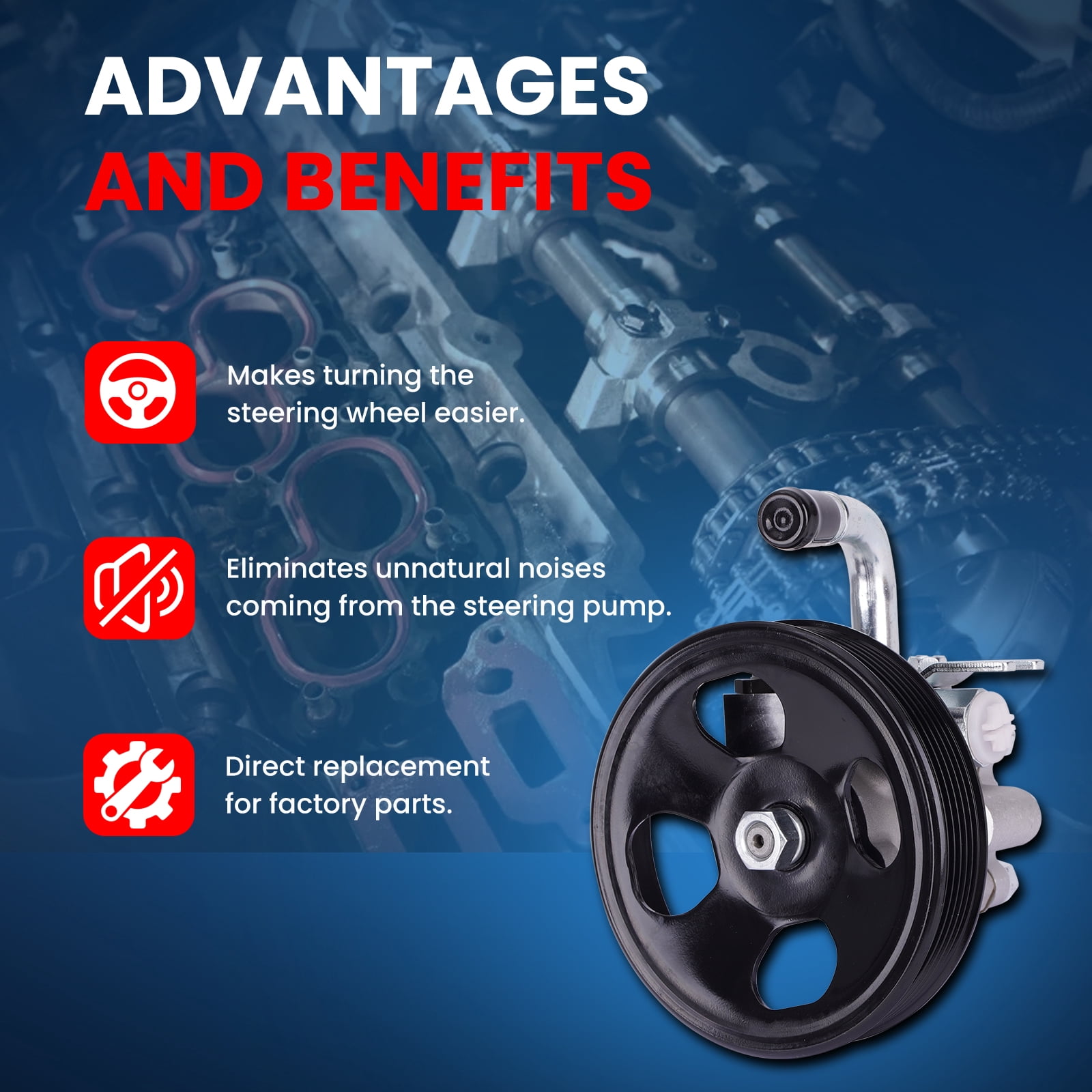 MOCA AUTOPARTS Power Steering Pump Fit for 2005-2009 Hyundai Tucson 2.7L & 2005-2010 Kia Sportage 2.7L
