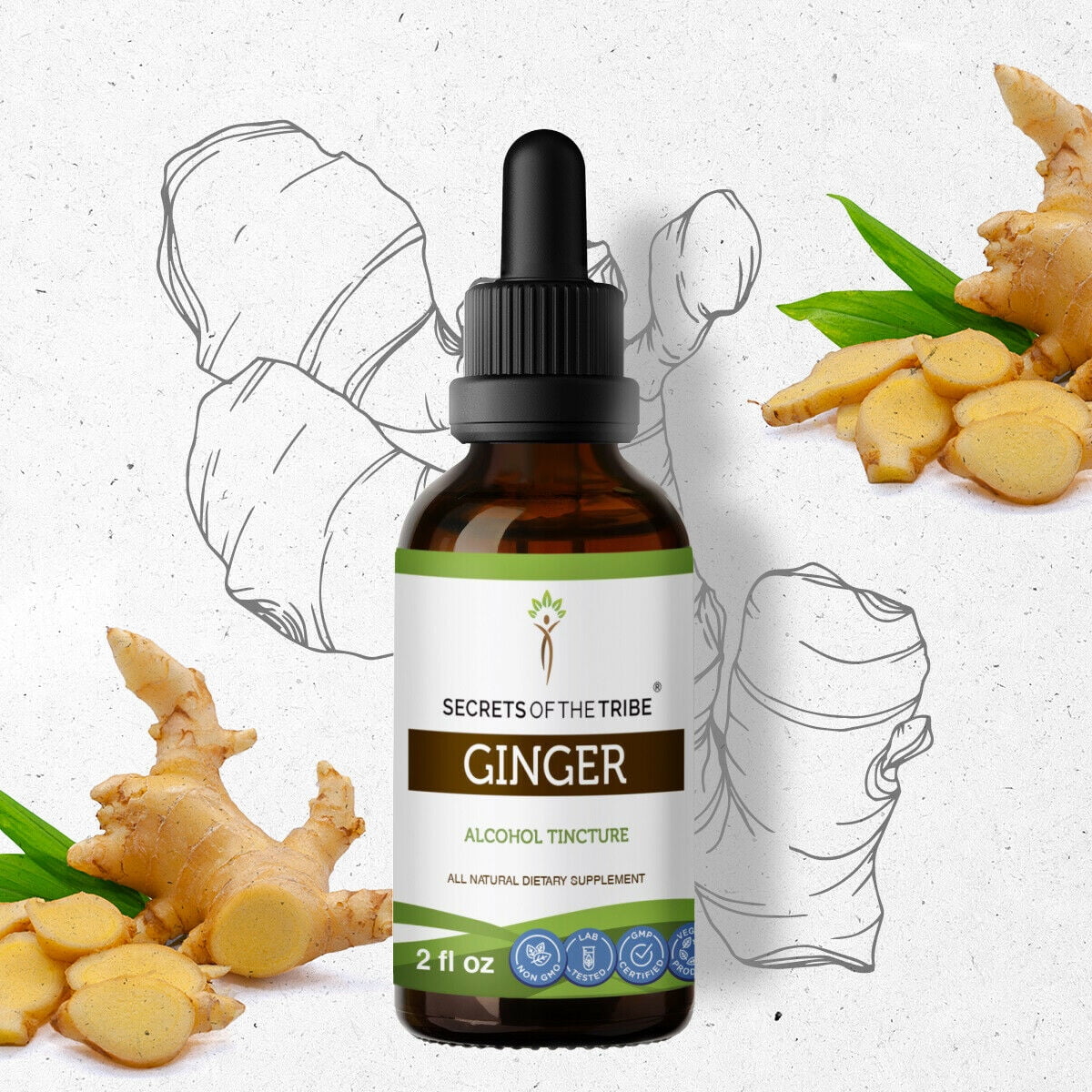 Ginger Tincture Alcohol Extract, Organic Ginger Zingiber officinale