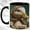 Black, variant on Daisy Scarf Duck Coffee Mug, Cottage Duck Mug, Ceramic 11 oz
