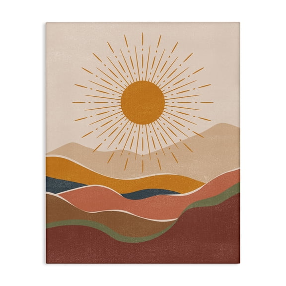 Stupell Industries Earthtone Desert Sun Landscape & Nature Painting Wrapped Canvas Art Print Wall Art, 16 x 20