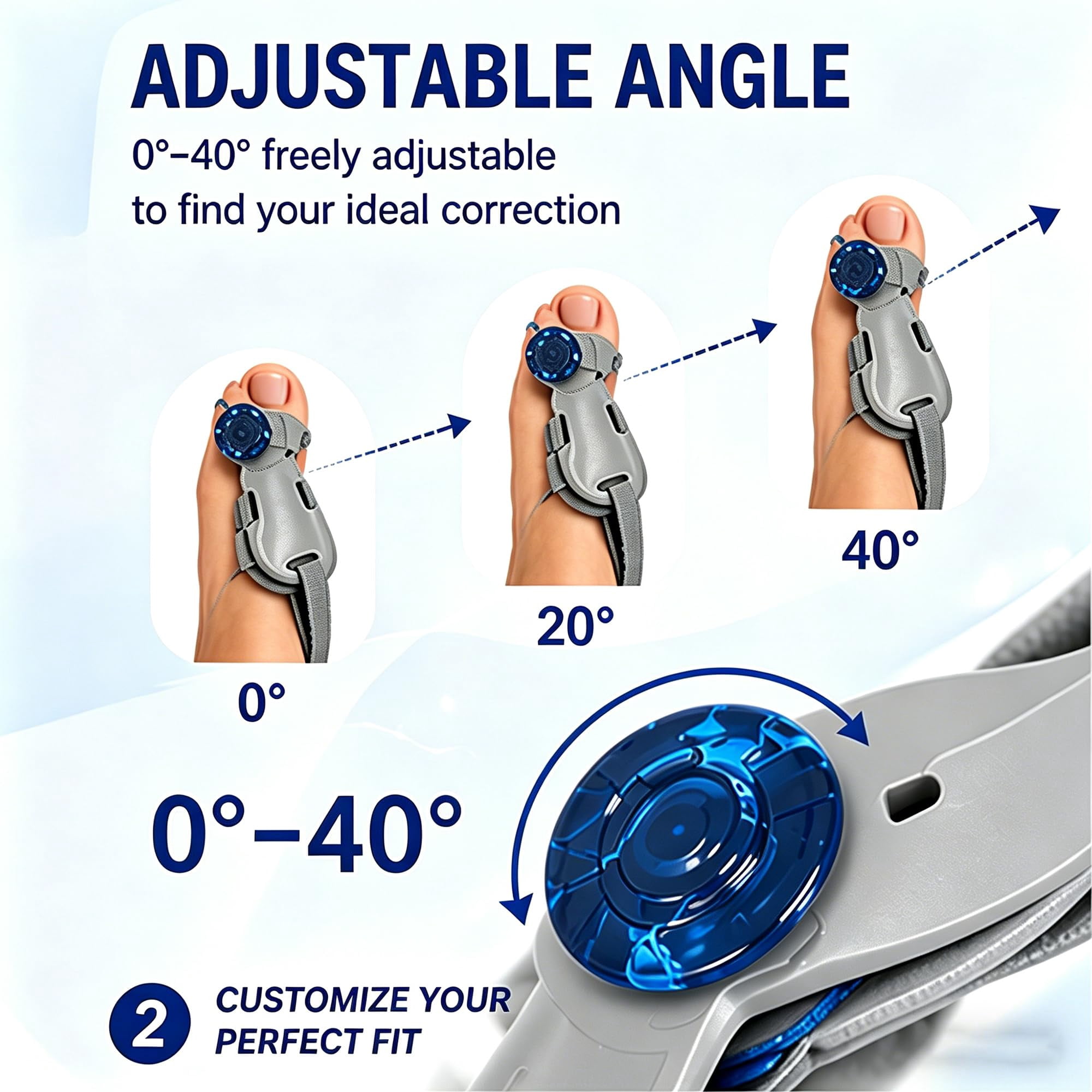 Nuleri Corrector de Juanetes, Adjustable Bunion Corrector for Women and Men with Tension Knob, Big Toe Straightener Splint, Left or Right Foot