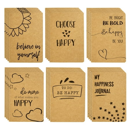 24 Pack Let's Be Happy Notebooks Bulk, Lined Happy Themed Journals for Coworkers, Office Employee Gifts, Kraft Paper Material (80 Lined Page, 4 x 5.75 In)