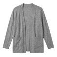 thumbnail image 5 of Nooxsoe Women's Short Open Front Knit Cardigan Sweater Long Sleeved Open Front Knit Fabric Button Down Cardigans for Women Thin Cardigan for Women Shirt Cardigan Gray XL, 5 of 5