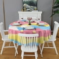 thumbnail image 2 of Pastel Wave Star Pattern Round Tablecloth 60"x60",Wrinkle Wipeable Table Cloth for Kitchen Dining Room Picnic Patio Party, 2 of 6