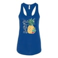 thumbnail image 2 of Wild Bobby, Pineapple Stand Tall Wear Crown And Stay Sweet Inside Arty Inspirational Pop Culture Ladies Racerback Tank Top, Royal, Medium, 2 of 3
