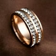 thumbnail image 4 of CZ Titanium Steel Silver/Rose Gold Ring Men/Women's Wedding Party Band Size 6-12, 4 of 7