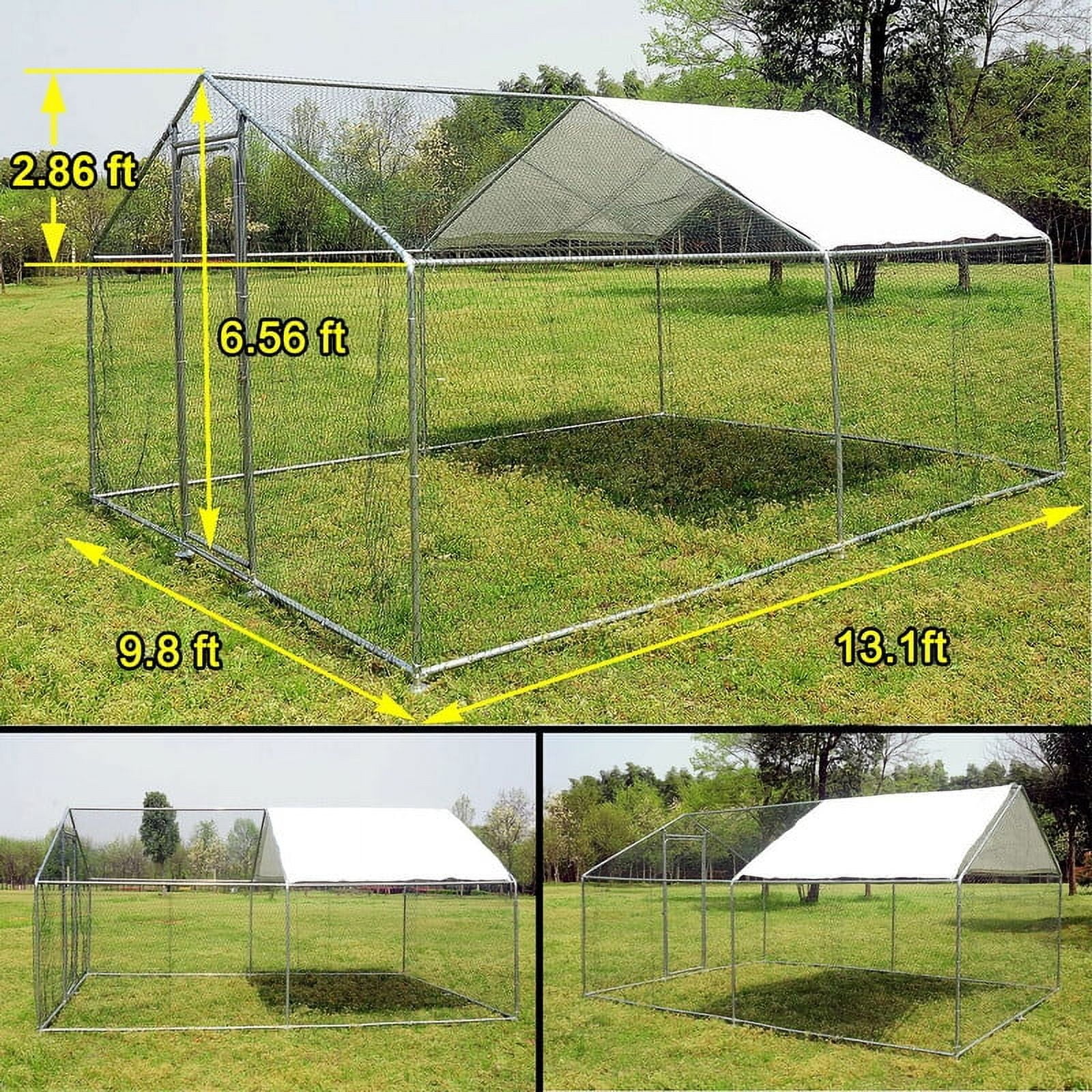 Walnest 13x10ft Large Metal Chicken Coop, Walk-in Chicken Run Coop, Outdoor Poultry Hen Cage,Waterproof and Anti-UV Cover Pet Playpen for Ducks, Chickens and Rabbits