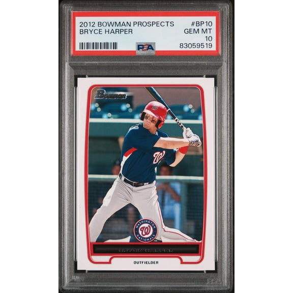 Graded 2012 Topps Bowman Prospects Bryce Harper #BP10 Rookie RC Baseball Card PSA 10 Gem Mint
