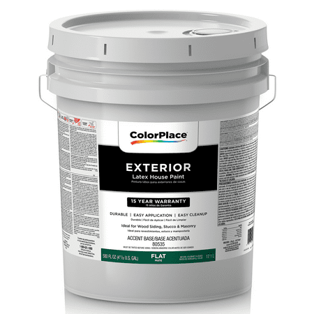 ColorPlace Accent Base, Flat, Classic Exterior House Paint, 5 gal