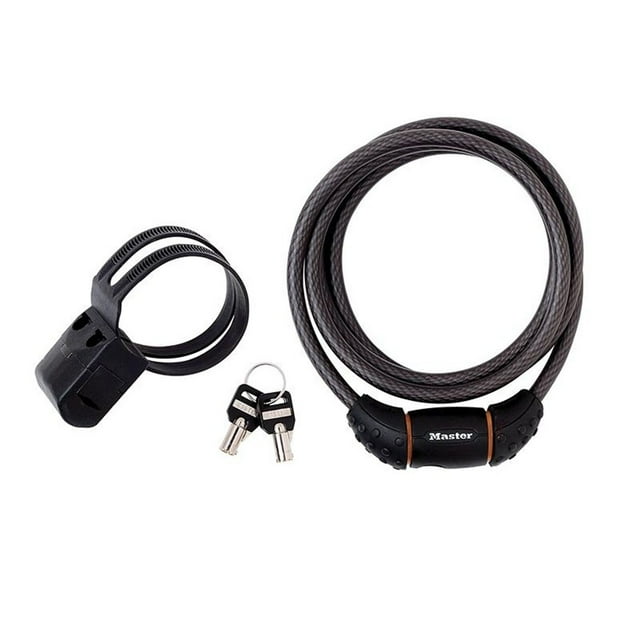 Master Lock Câble Tressé en Acier Noir à Clé 1,8 m X 10 mm
