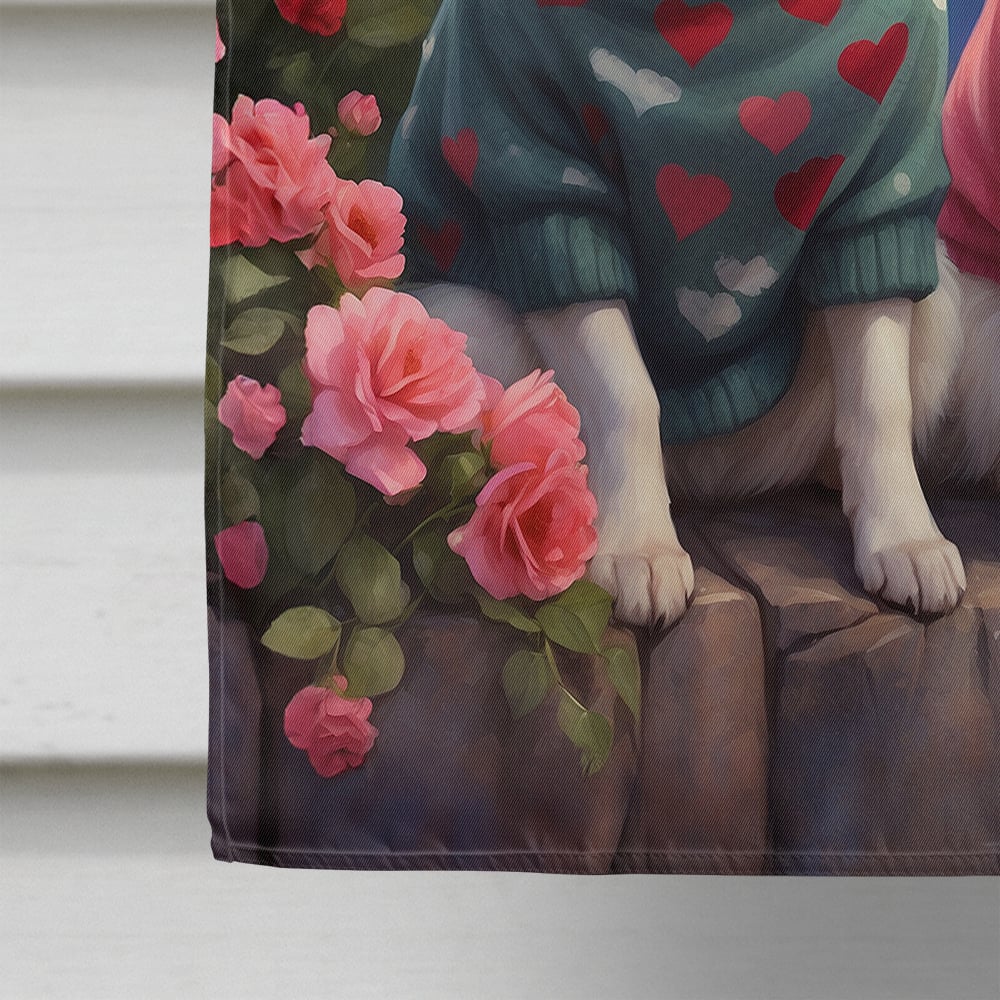 American Eskimo Two Hearts House Flag 28 in x 40 in