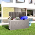 thumbnail image 2 of Joxxoaa 100 Gallon Resin Deck Box, Lockable Patio Outdoor Storage Box for Furniture, Garden Tools and Tools Storage, Waterproof Outside Storage Boxes - Patterned Grey, 2 of 6