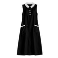 thumbnail image 6 of ClodeEU Women's Sleeveless Peter Pan Collar Contrast Trim Midi Dress, Casual A-Line Sundress with Pockets Black,Women's Plus L, 6 of 6