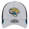 thumbnail image 2 of Men's New Era Gray Jacksonville Jaguars Throwback Active Visor Trim 39THIRTY Flex Hat, 2 of 6