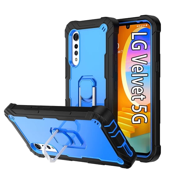 Daxi for LG Velvet 5G Heavy Duty Shockproof Hybrid Rugged Ring Stand Back Case Protective Case