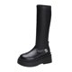 thumbnail image 5 of Botas hasta la con para mujer, color negro, para exteriores, primavera, otoño, año nuevo 37 Yinane Botas de plataforma para mujer, 5 of 8