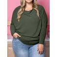 thumbnail image 5 of Women'S Long Sleeve Round Neck Soft Basic Batwing Sleeve Knitted Loose Pullover Autumn Fashion Clothing Army Green XXL, 5 of 7