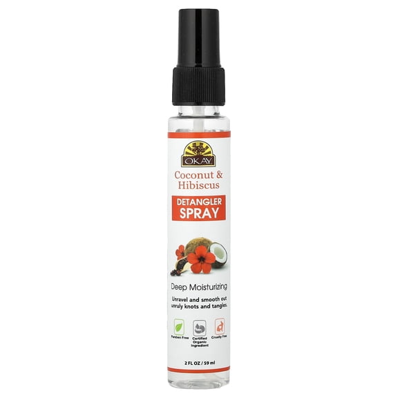 Okay Pure Naturals Coconut & Hibiscus Detangler Spray, 2 fl oz (59 ml)
