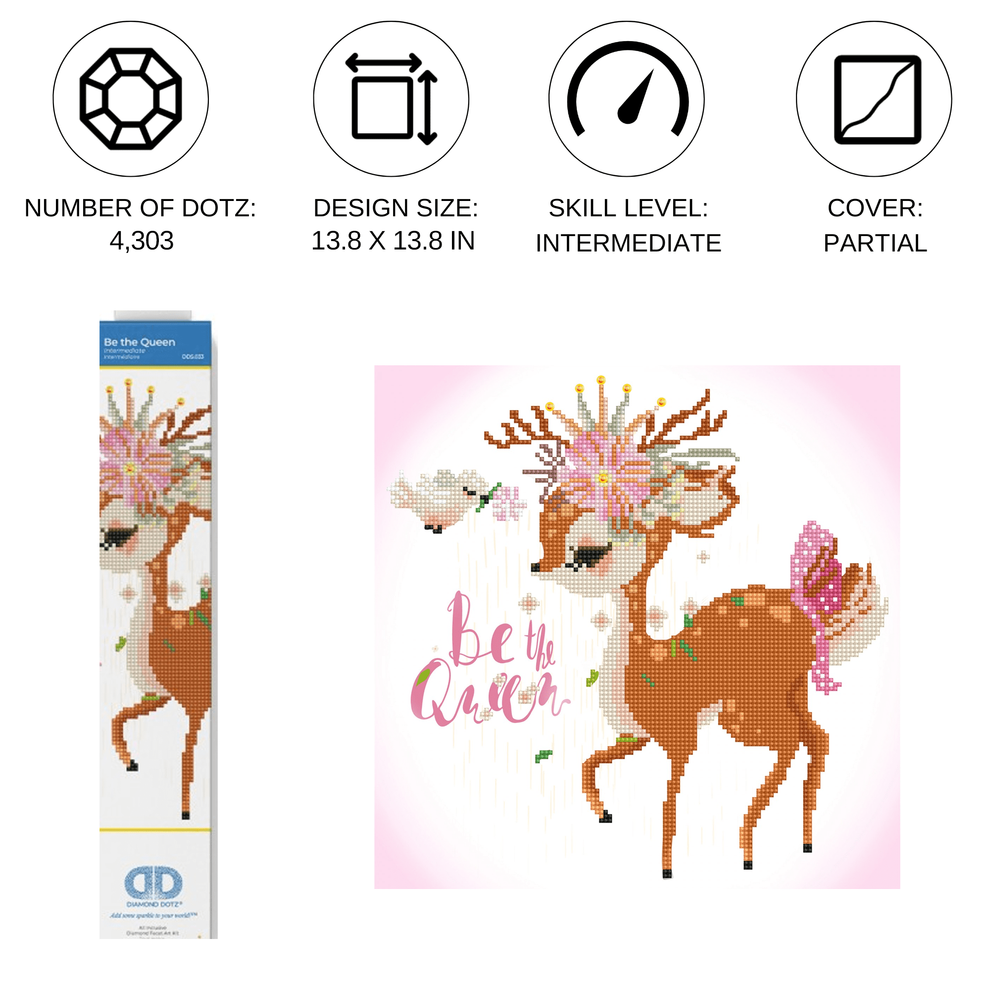 Diamond Dotz Be the Queen Deer Diamond Painting Kits for Adults - Diamond Art Kits a Relaxing Creative Craft Kit with Dotz Gems 13.8"x13.8"