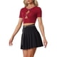 thumbnail image 4 of Camisetas brillantes y brillantes INSPIRE CHIC para mujeres, con mangas cortas y corte crop, XL rojo, 4 of 6