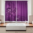 thumbnail image 2 of Ambesonne Purple Kitchen Curtains, Retro Abstract Floral, 55"x45", Purple Plum, 2 of 3