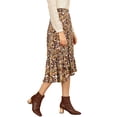thumbnail image 4 of INSPIRE CHIC Women's Floral Fall Elastic Waist Ruffle High Low Hem Skirt, 4 of 7