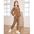 thumbnail image 5 of Arshiner Girls 2 Piece Velour Outfit Athletic Sweatsuits Set Kids Sweatshirts & Sweatpants Tracksuits Set, 5 of 6