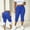 Blue, variant on Women's Plus Size Yoga Capri Leggings, High Waist Bow Tie & Split Hem, Stretch Workout Pants for Sports & Lounging Navy L