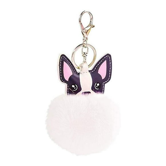 Faux Fur Puff Ball Keychain Bag Car Ring Pendant Keyrings