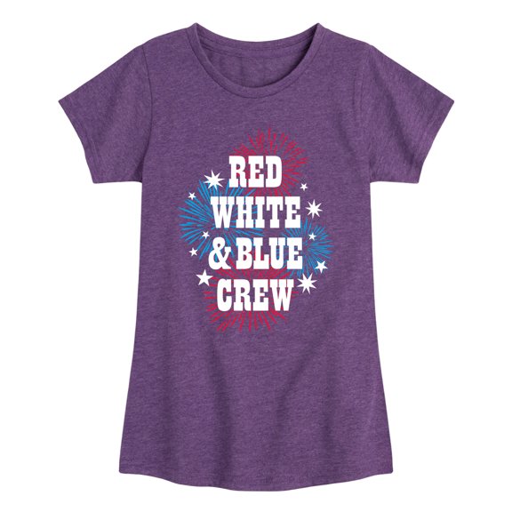 Instant Message - Americana - Red, White, & Blue Crew - Fireworks - Toddler & Youth Girls Short Sleeve Graphic T-Shirt
