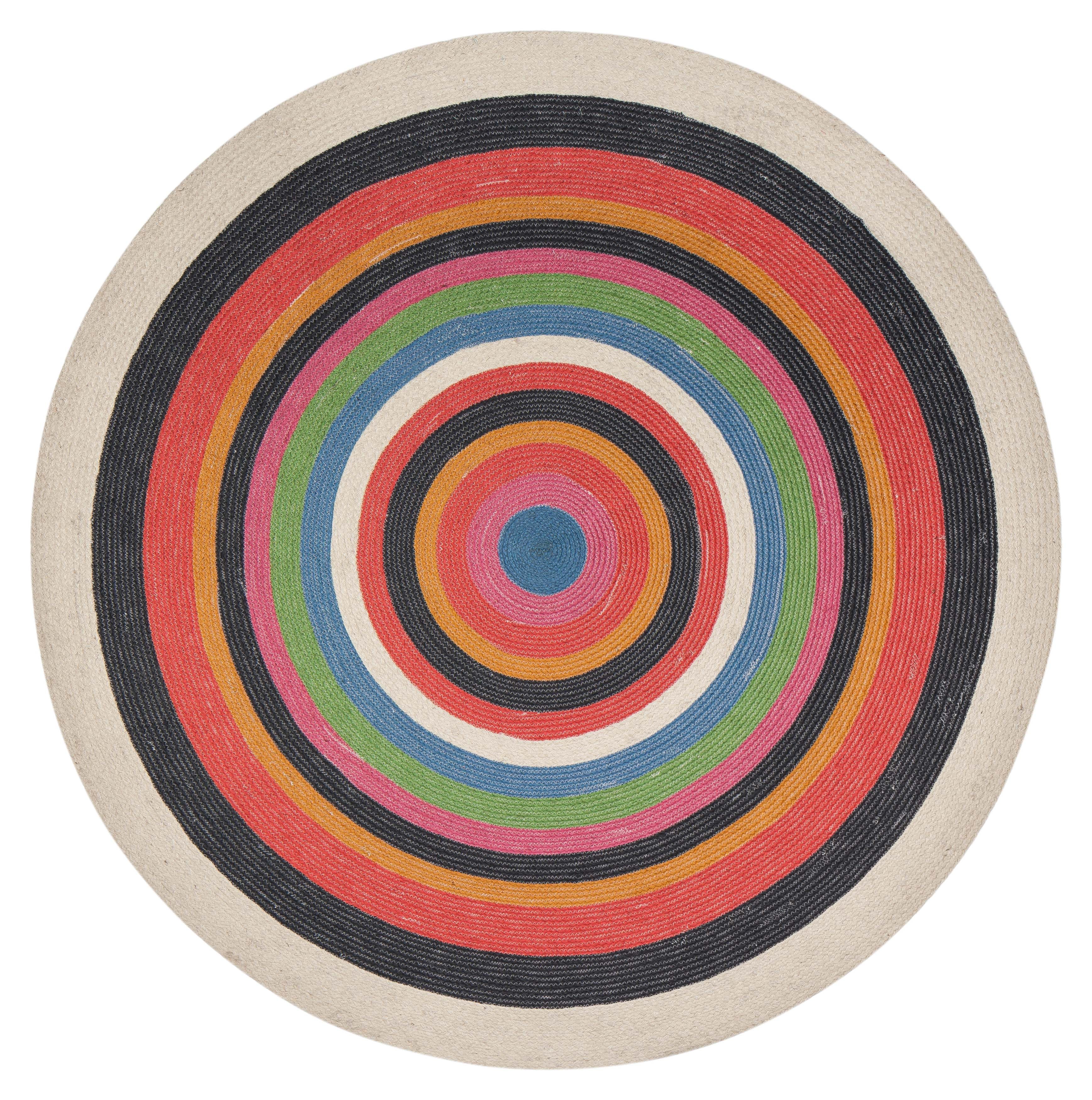 Round MultiColor Concentric Jute Rug