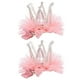 thumbnail image 1 of 2 horquillas de malla tridimensionales con forma de corona y diamantes para el pelo, accesorios para niñas (rosa), 1 of 5