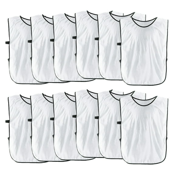 Uxcell Soccer Pinnies Training Vest 17.7 x 11 Inch Team Practice Pinnies Jersey White 12 Pack