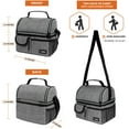 thumbnail image 3 of OPUX Insulated Dual Compartment Lunch Bag for Men, Women | Double Deck Reusable Lunch Pail Cooler Bag with Shoulder Strap, Soft Leakproof Liner | Large Lunch Box Tote for Work, School (Heather Grey), 3 of 7