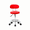 red, variant on imerelez Round Adjustable Salon Stool with Backrest, 360° Swivel, Height Adjustable from 18.5" to 24.2", PU Leather, Chrome Plated Frame, for Salon Home Office – Blue