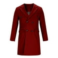 thumbnail image 4 of cocolona Mens Trench Coat Double Breasted Notched Lapel Pea Coat Winter Casual Long Jackets Fashion Solid Color Overcoat, 4 of 7