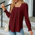 thumbnail image 5 of BLVB Womens Fall Spring Shirts Square Neck Pleated Long Sleeve Tunic Tops Casual Ladies Going out Blouse Tees, 5 of 7