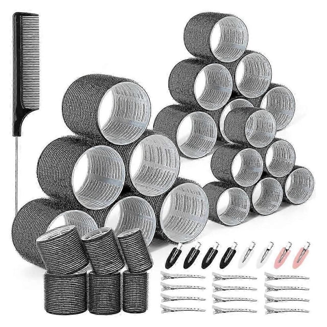 43PCS Hair Curlers Rollers with Clips Hair Roller with 3 Sizes , Jumbo Hair Roller with 12Duckbill