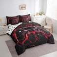 thumbnail image 4 of Feelyou 3D Video Gamepad Bedding Comforter Set 7pcs for Kids, Modern Gaming Gamer Player Queen Bedding Sets, Red Neon Honeycomb Reversible Queen Sheet Sets, Breathable Home Decor, 4 of 9