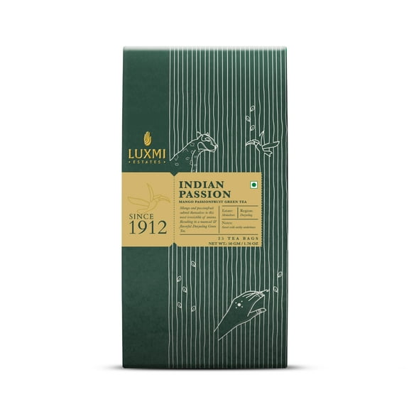 Luxmi Estates Indian Passion Green Tea 25 Tea Bags (50g) Pack | Certified Organic Darjeeling Green Tea