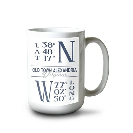 

15 fl oz Ceramic Mug Old Town Alexandria Virginia Latitude and Longitude (Blue) Dishwasher & Microwave Safe