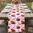 thumbnail image 4 of Red Roses Table Runner - 120 Inch Long Valentine's Day Flowers Love Stripes Pink Cotton and Linen Blended Dress Scarves Farmhouse Table Runner for Kitchen Dining, Coffee Table, 13" x 120", 4 of 8