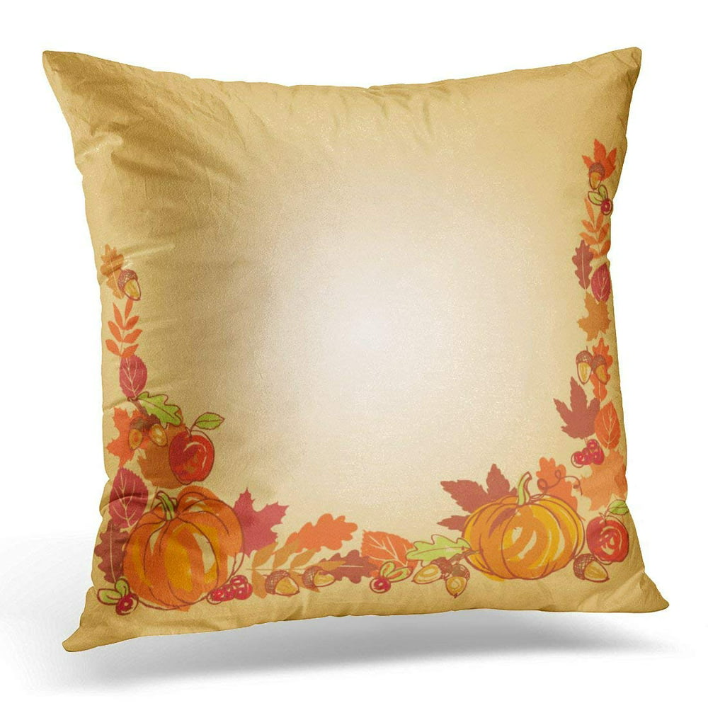 USART Brown Border Thanksgiving Autumn Colorful Fall Throw Pillow Case Pillow Cover Sofa Home