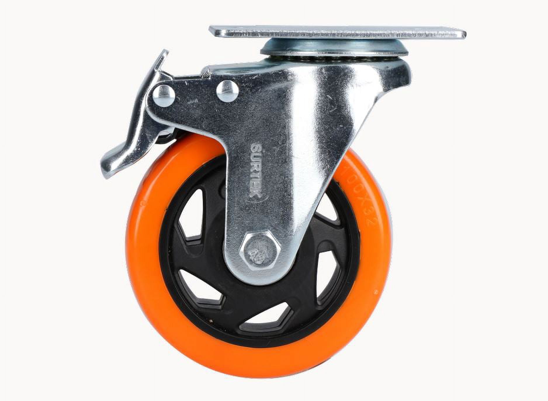 Surtek Rotary PVC Caster with Brake 4", Orange