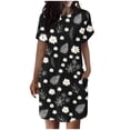 thumbnail image 1 of DPTALR Robe à Manches Courtes et Col Rond Imprimé Floral pour Femmes, Simple et Confortable, avec Poche, 1 of 6