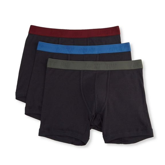 Men's Lucky 193PB02 Cotton Modal Boxer Briefs - 3 Pack (Jet Black XL)