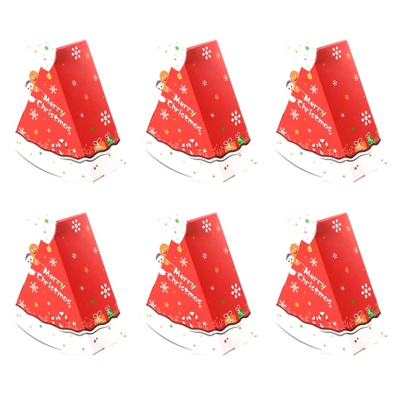 Xinwanna Christmas Candy Boxes Tree Shaped Candy Packaging Box Small Paper Treat Gift Boxes for Christmas New Year Party Supplies (Red, 6pcs)