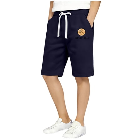 CYRBOKO Toddler Boys Athletic Shorts Cotton Drawstring Elastic Waist Breathable Summer Bottoms Navy Size 1-2 T