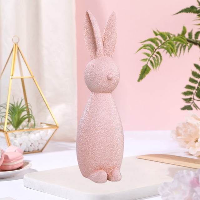 Decoraciones de Pascua, regalos de Pascua, adornos de Pascua, adornos de conejos de orejas largas sentados, modelo de habitación, sala de estar, mueble de TV, conejos lindos, decoración del hogar, ado